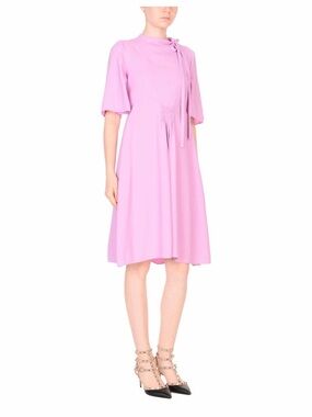 Valentino Designer Elegant Tie-Neck Midi Dress